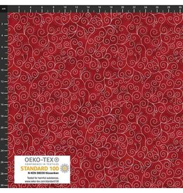 Stof Fabrics Star Sprinkle - Heart Scroll Red/Silver