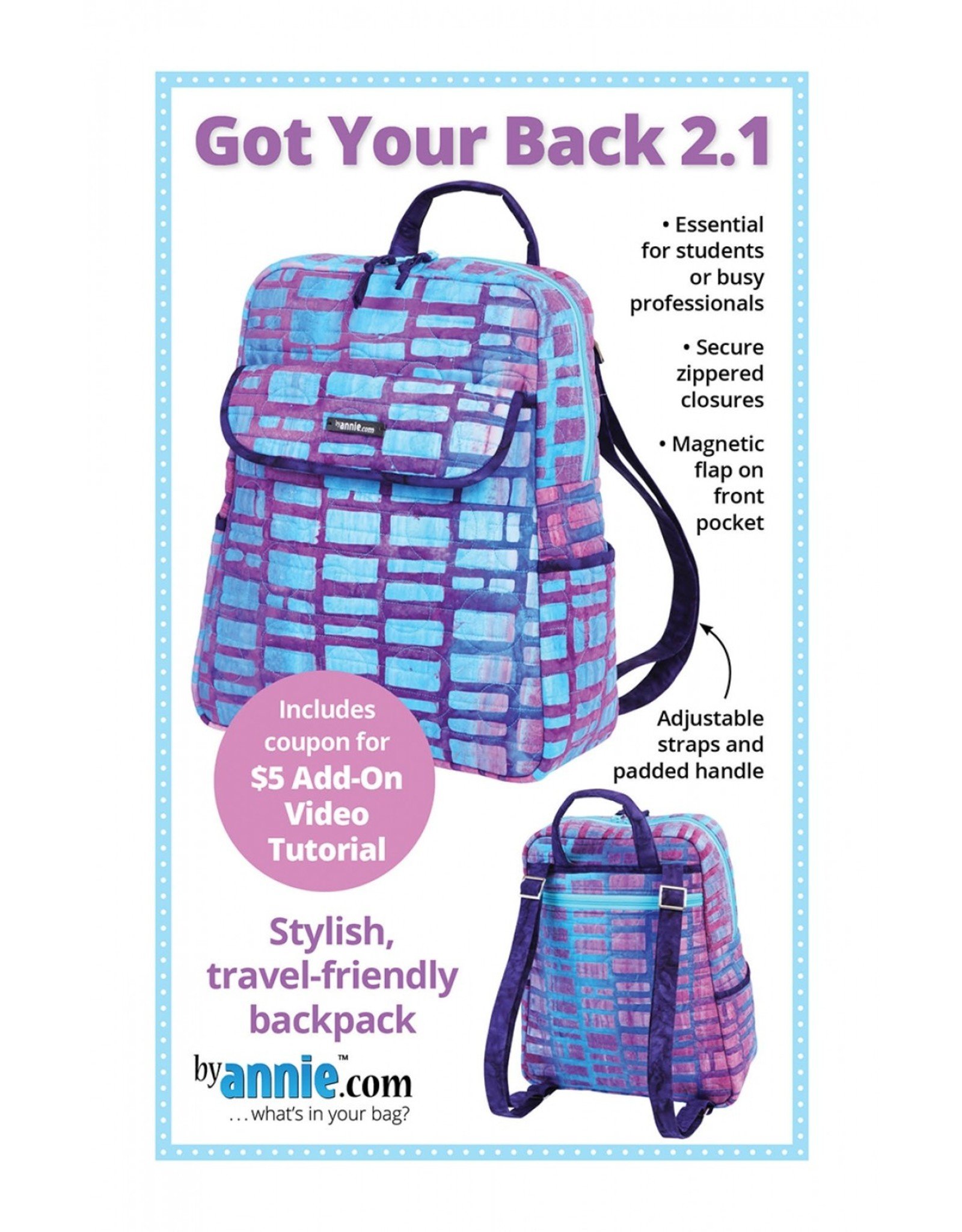 ByAnnie Got Your Back 2.1 - By Annie - pattern for back pack - PBA198-2.1