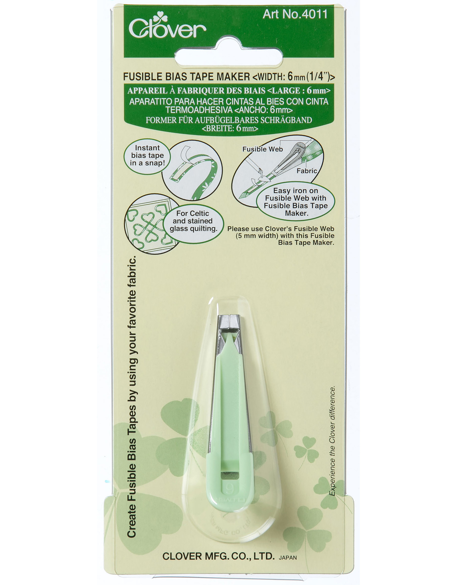 Clover Bias Tape Maker - Fusible - 6 mm - 1/4 inch - for stained glass quilts