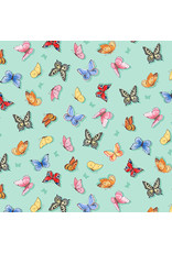 Makower UK Summer Days - Butterflies Teal