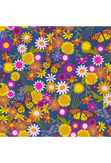Andover Alison Glass - Wildflowers - Monarch Denim - A-670-B