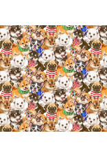 Studio E Fabrics Kayomi Harai - Trendy Pups - Packed Puppy Tan - 6886-35