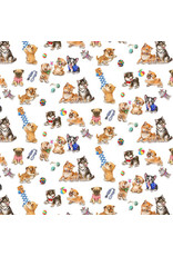 Studio E Fabrics Kayomi Harai - Trendy Pups - Scenic White - 6894-01