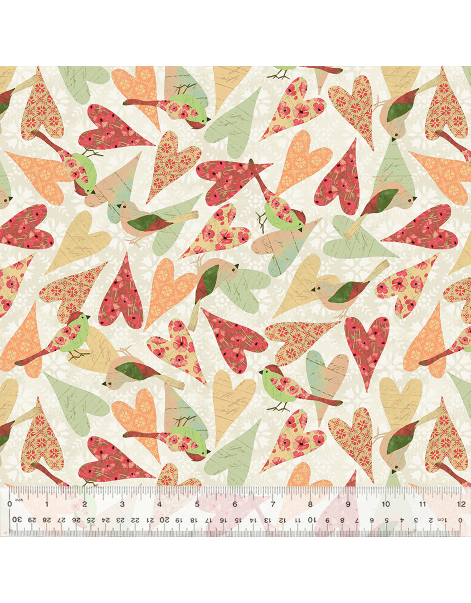 Windham Christina Adolph - Poppy - Scrappy Hearts Ivory - 53455-2