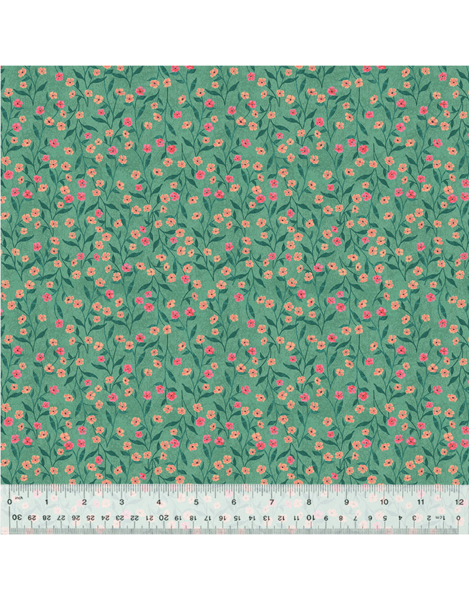 Windham Christina Adolph - Poppy - Ditsy Vine Teal - 53456-3