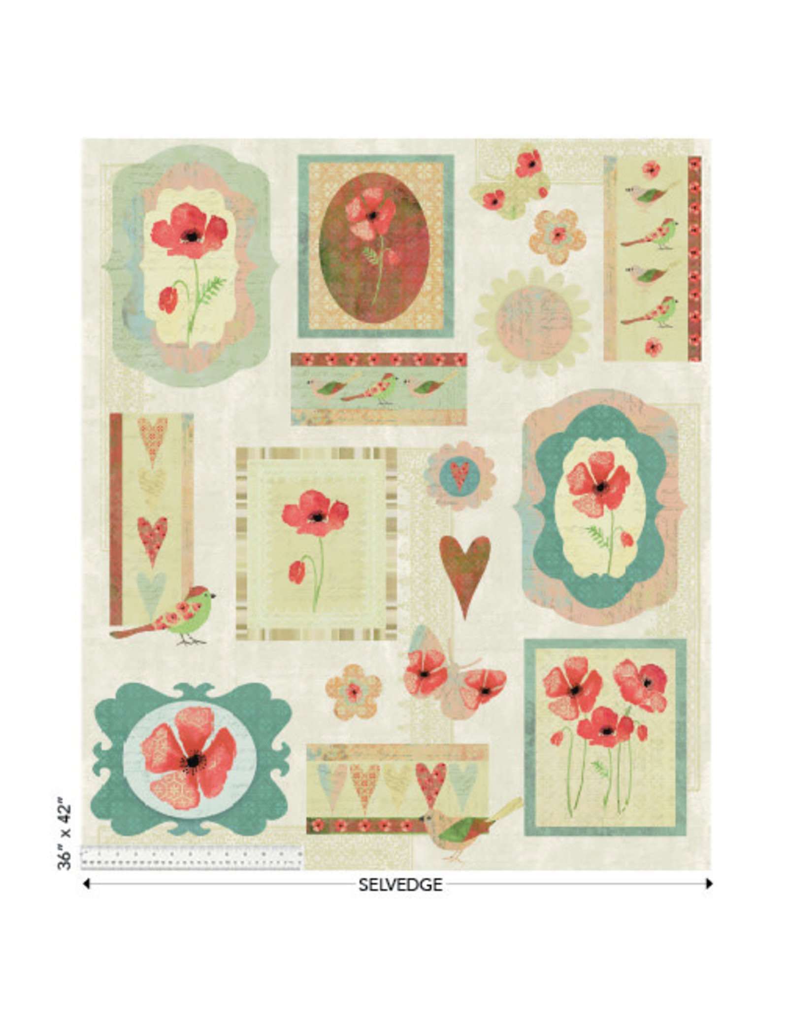 Windham Christina Adolph - Poppy - Scrapbook Panel Multi - 53453D-1