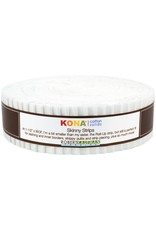 Robert Kaufman 1-1/2in Skinny Strips - Kona Solids White