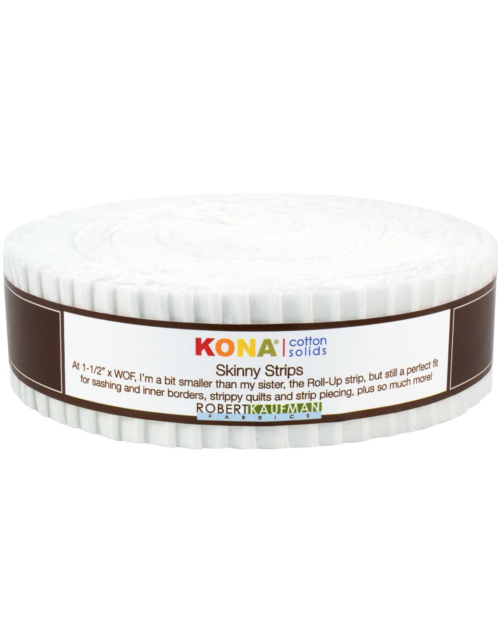 Robert Kaufman 1-1/2in Skinny Strips - Kona Solids White