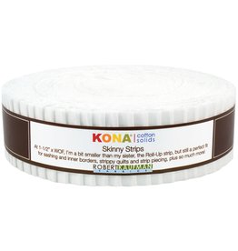 Robert Kaufman 1-1/2in Skinny Strips - Kona Solids White