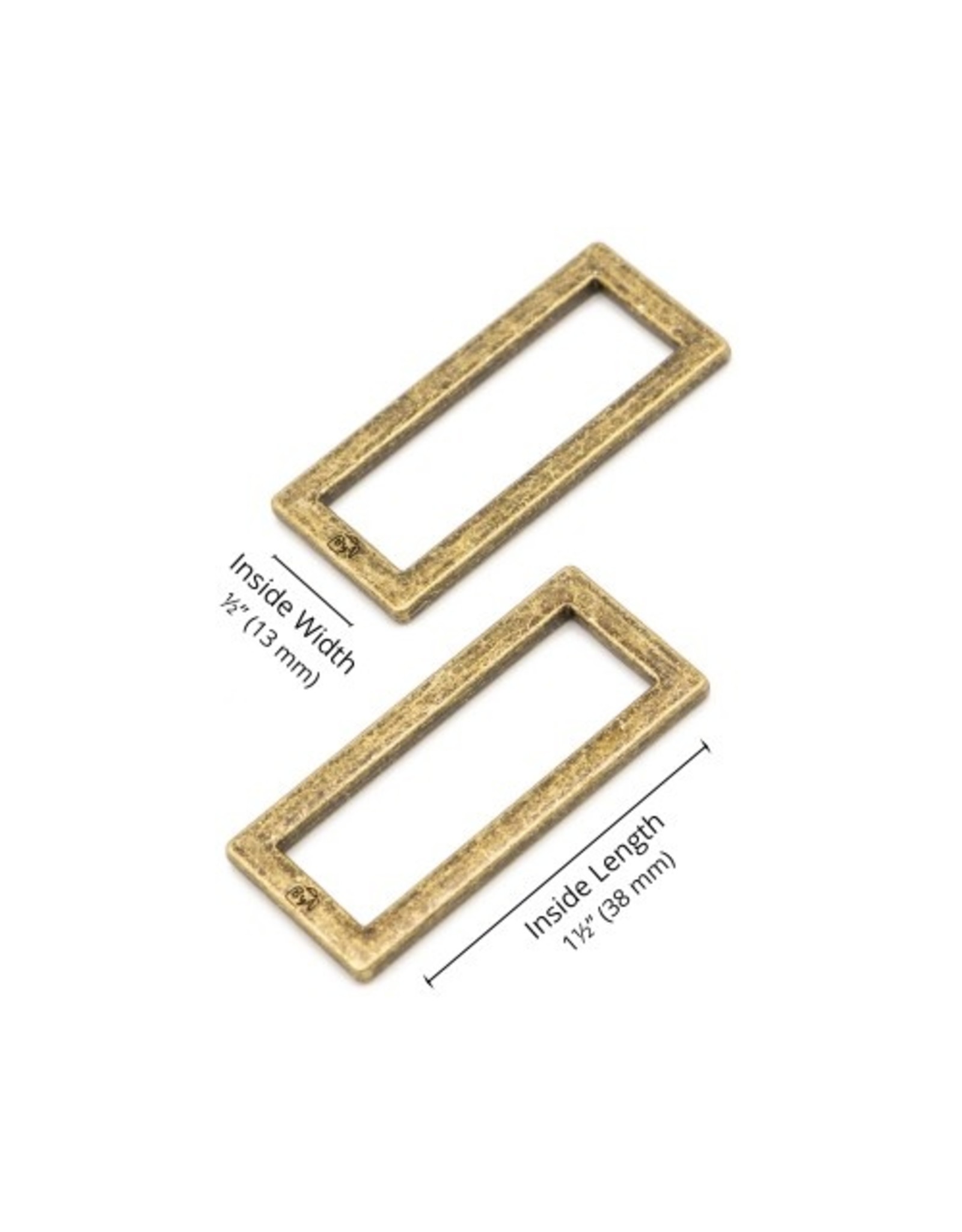 ByAnnie ByAnnie - Rectangle Ring Flat  - 1-1/2 inch - Antique Brass - set of two - HAR15-RR-AB-TWO