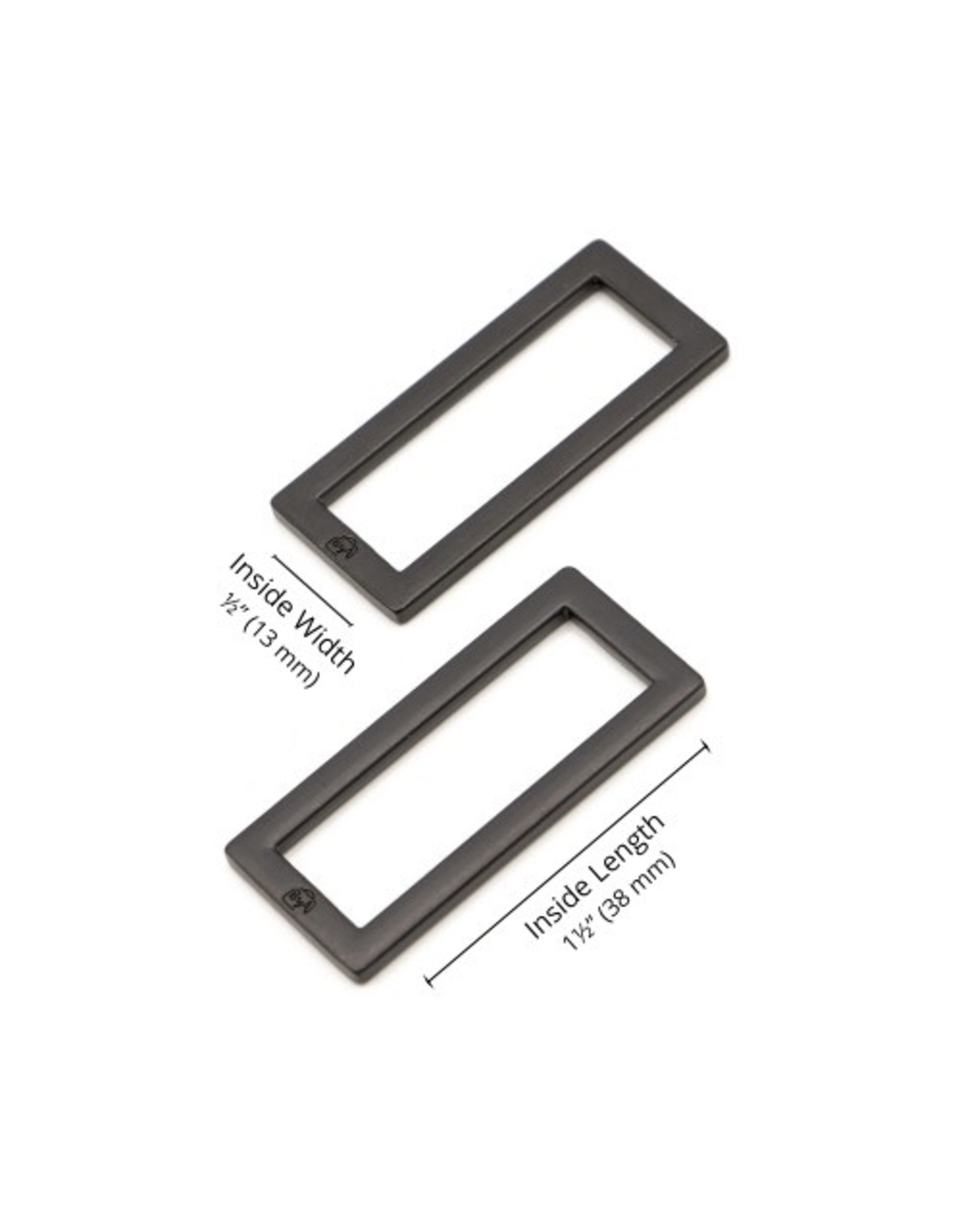 ByAnnie ByAnnie - Rectangle Ring Flat  - 1-1/2 inch - Black Metal - 2 stuks - HAR15-RR-BM-TWO