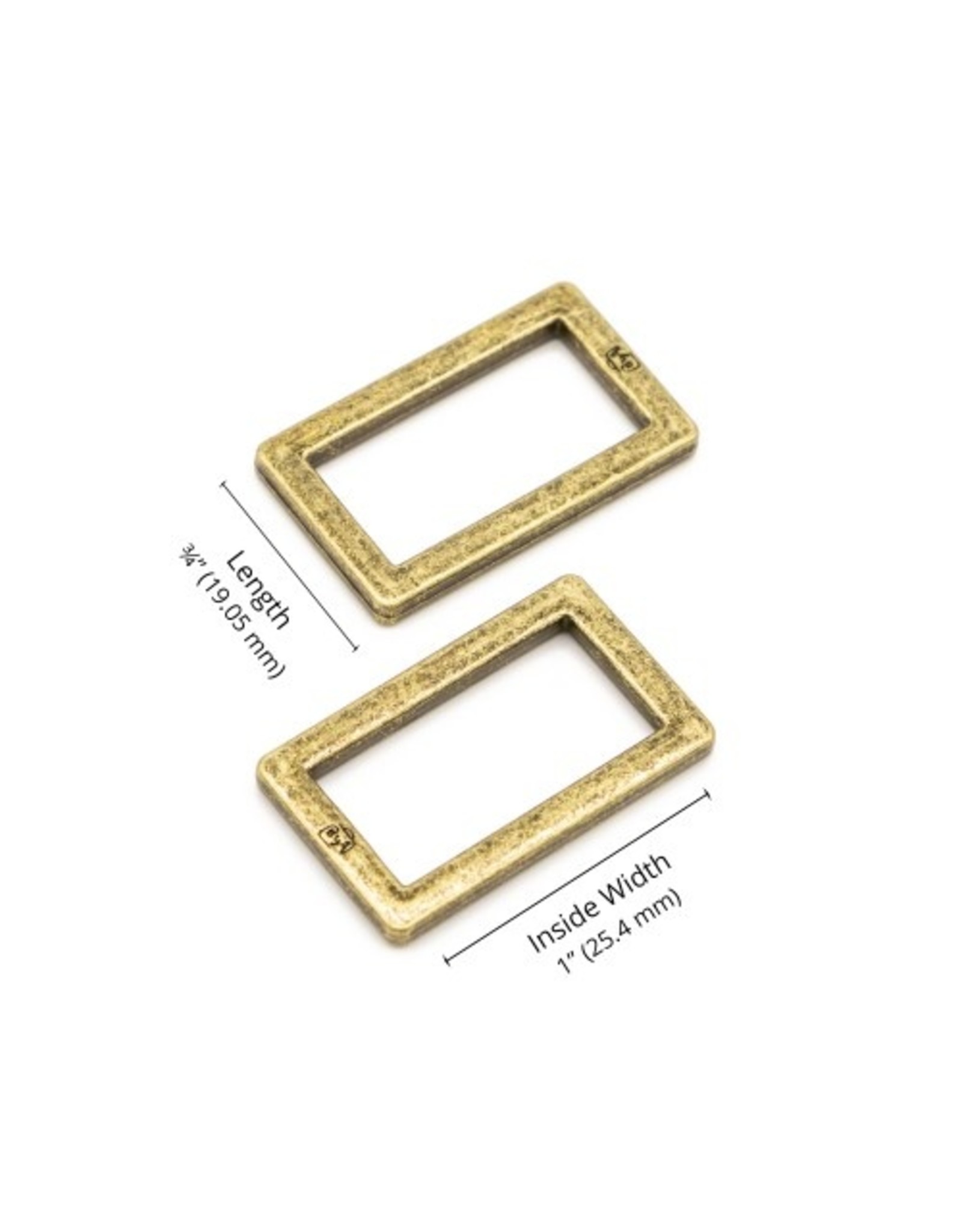 ByAnnie ByAnnie - Rectangle Ring Flat  - 1 inch - Antique Brass - set of 2 - HAR1-RR-AB-TWO