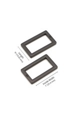 ByAnnie ByAnnie - Rectangle Ring Flat  - 1 inch - Black Metal - set of 2 - HAR1-RR-BM-TWO