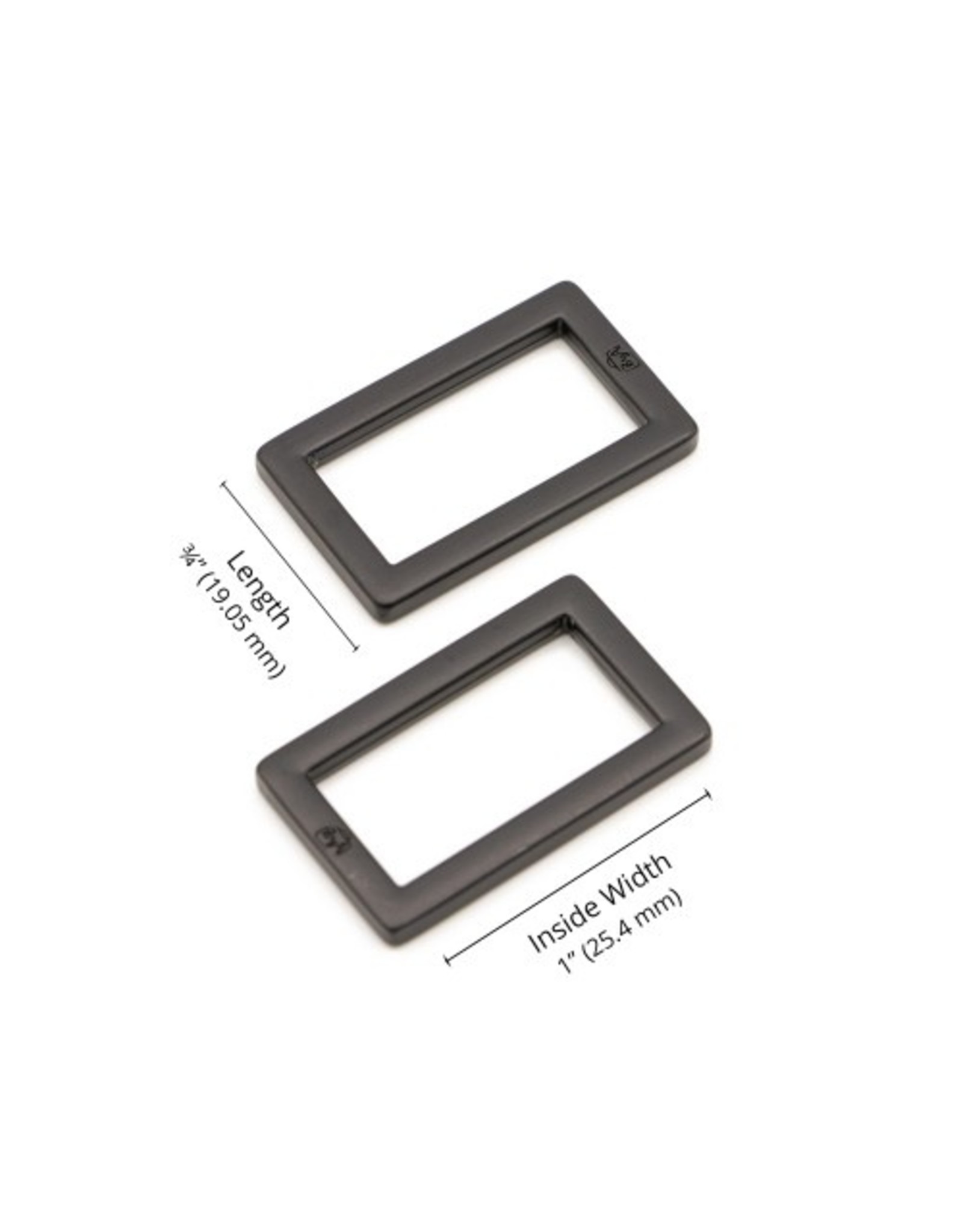 ByAnnie ByAnnie - Rectangle Ring Flat  - 1 inch - Black Metal - 2 stuks - HAR1-RR-BM-TWO