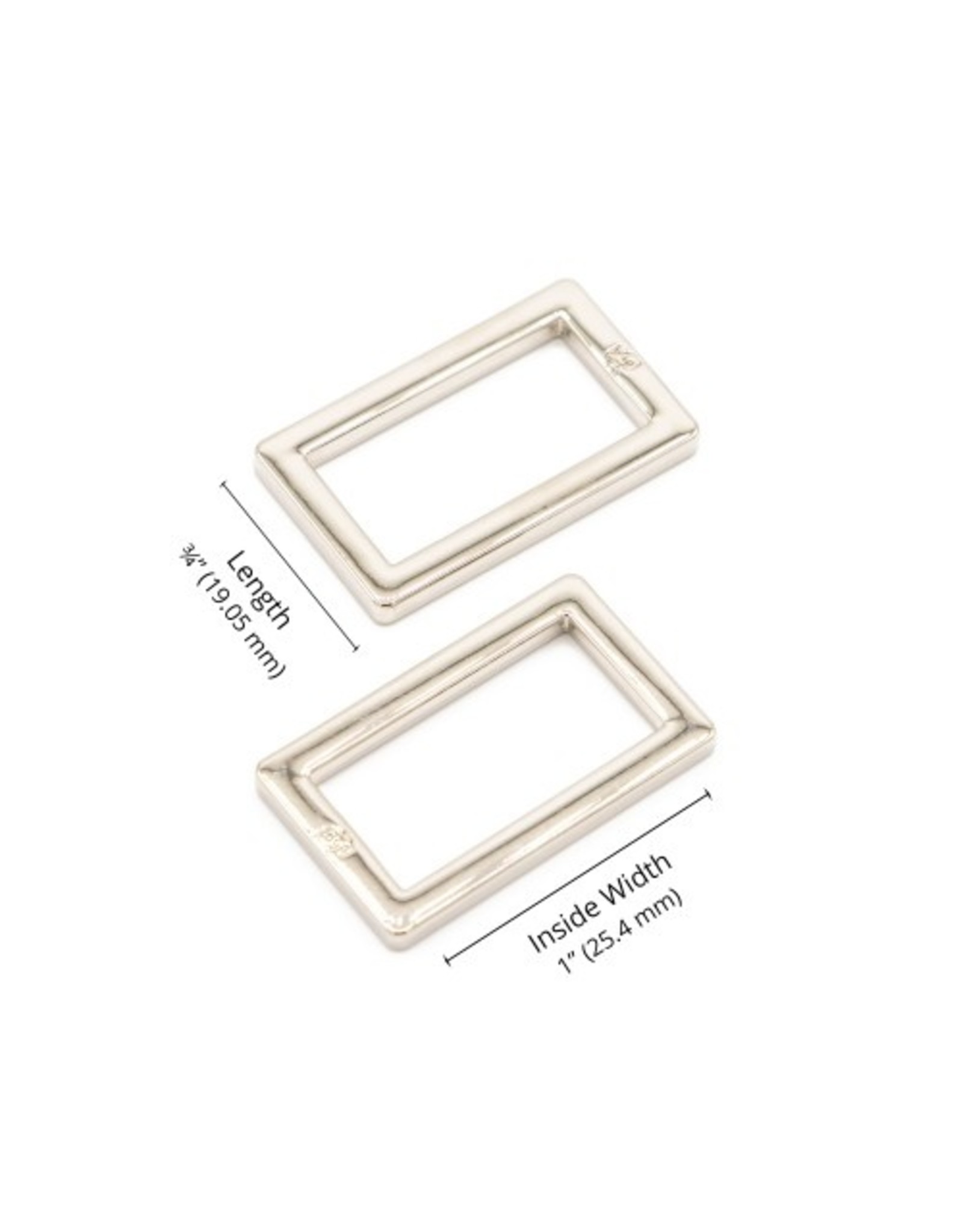 ByAnnie ByAnnie - Rectangle Ring Flat  - 1 inch - Nickel - set of 2 - HAR1-RR-N-TWO