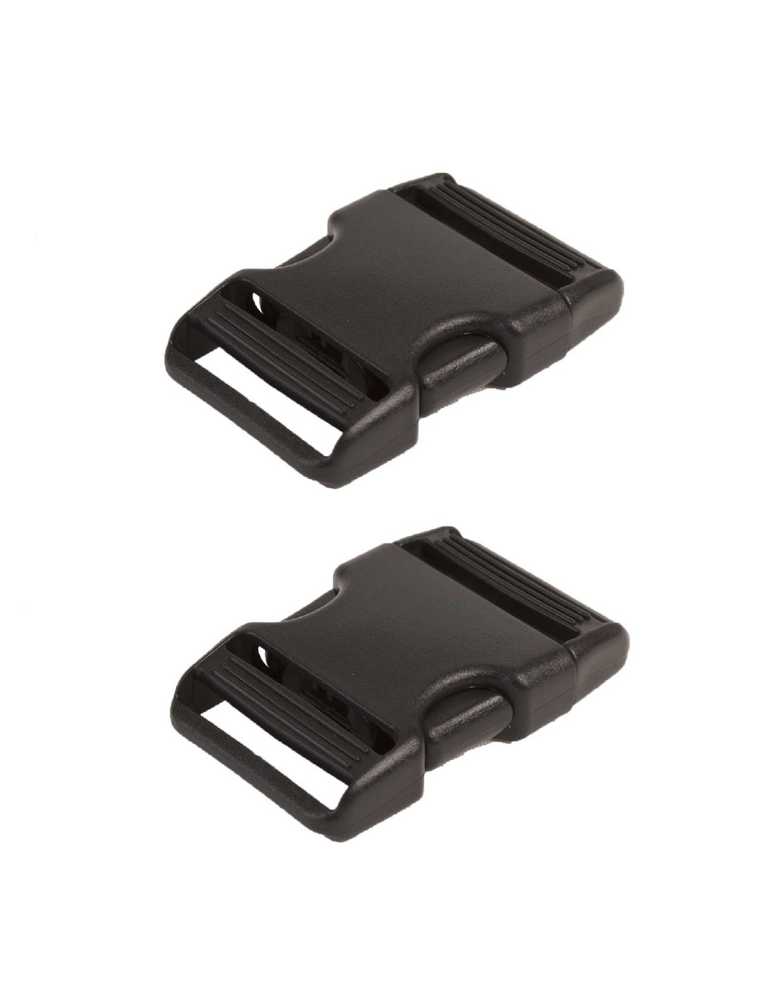 ByAnnie Side-Release Buckle - 1 inch - Black Plastic - 2 stuks