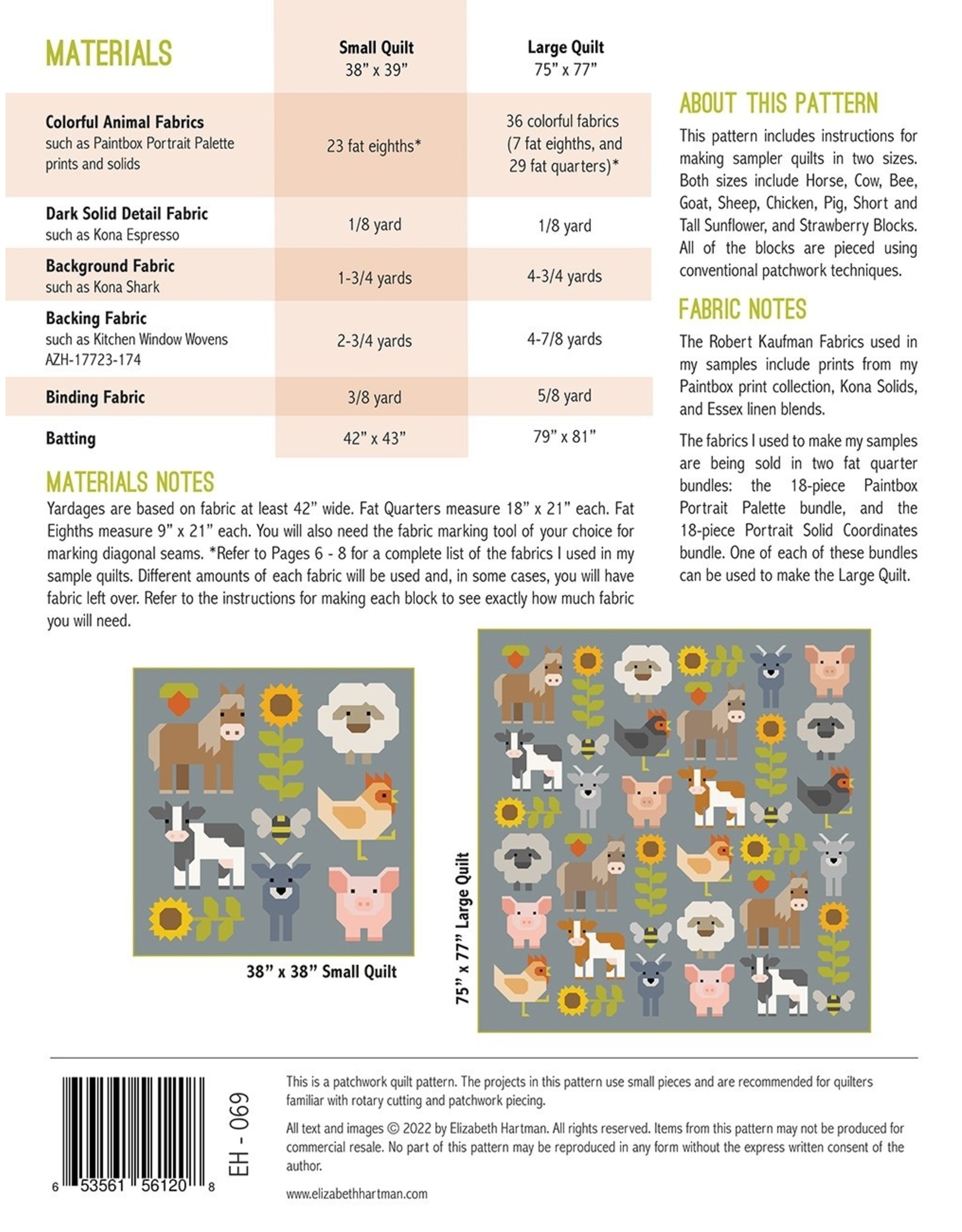 Elizabeth Hartman Elizabeth Hartman - quilt pattern - - Fab Farm - EH-069