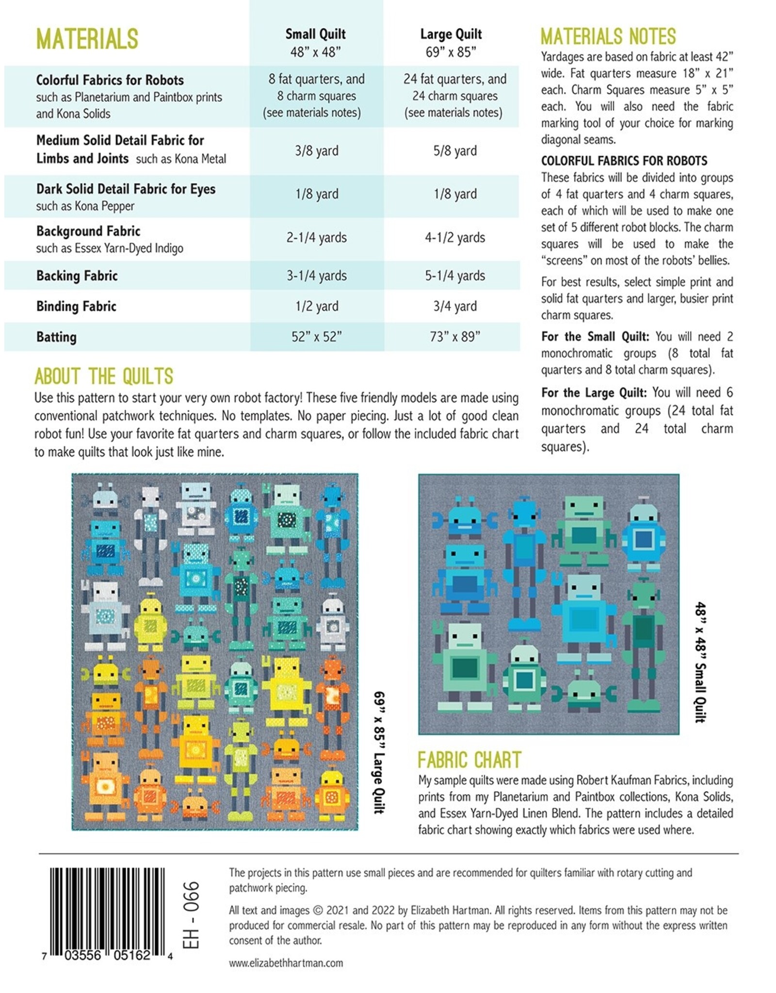 Elizabeth Hartman Elizabeth Hartman quilt pattern - Robots - EH-066