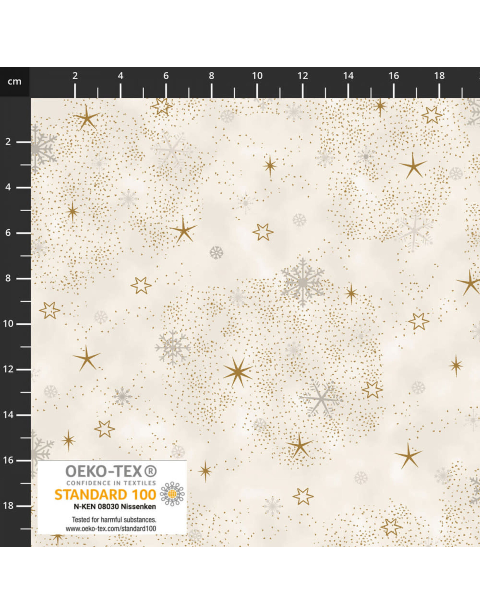 Stof Fabrics Stof Fabrics - Frosty Snowflake - Stars Cream / Gold - 4590-128