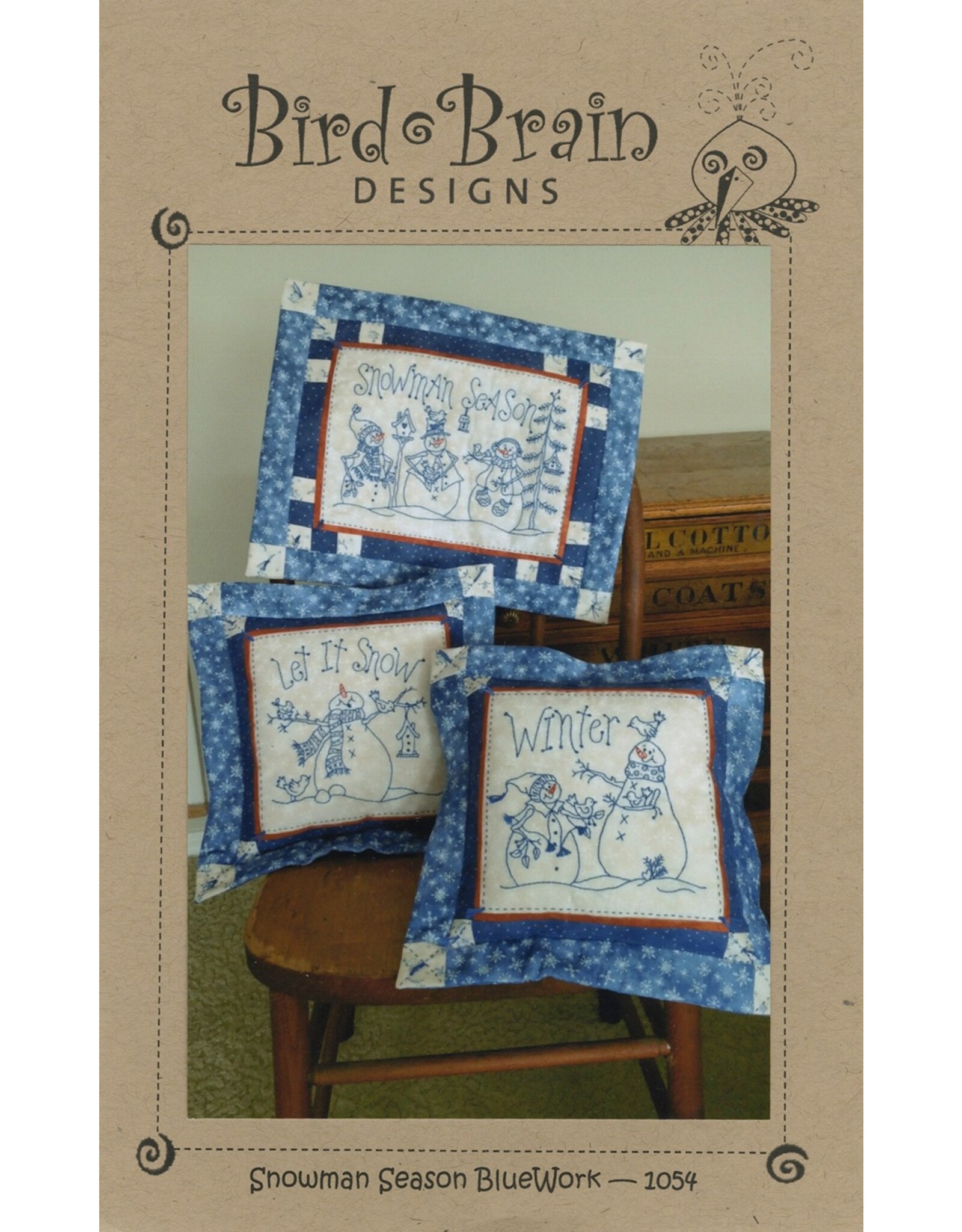 Bird Brain Designs Snowman Season Bluework - borduurpatroon