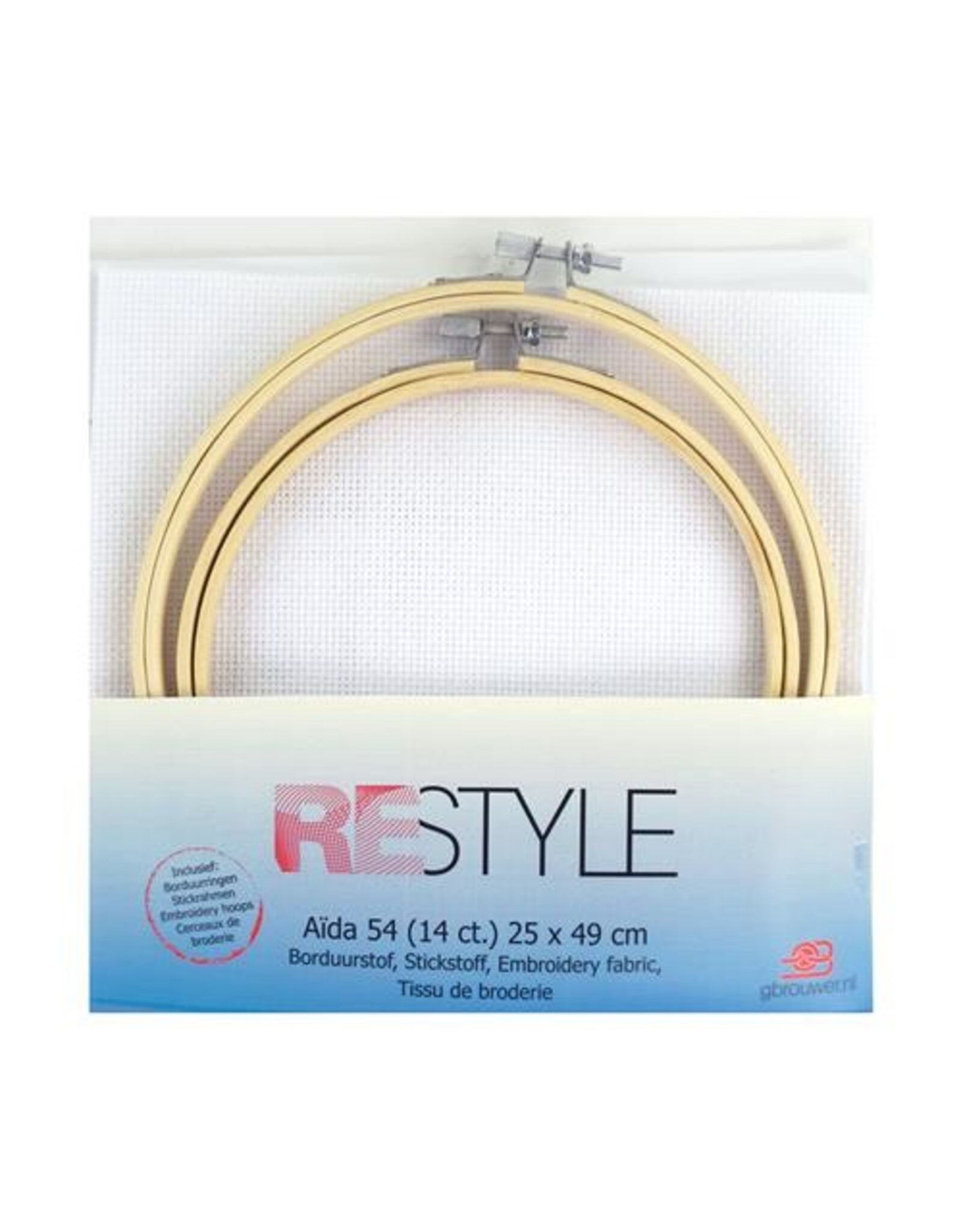 Restyle Embroidery Fabric - Aida 54 - 14 count + Embroidery Hoops