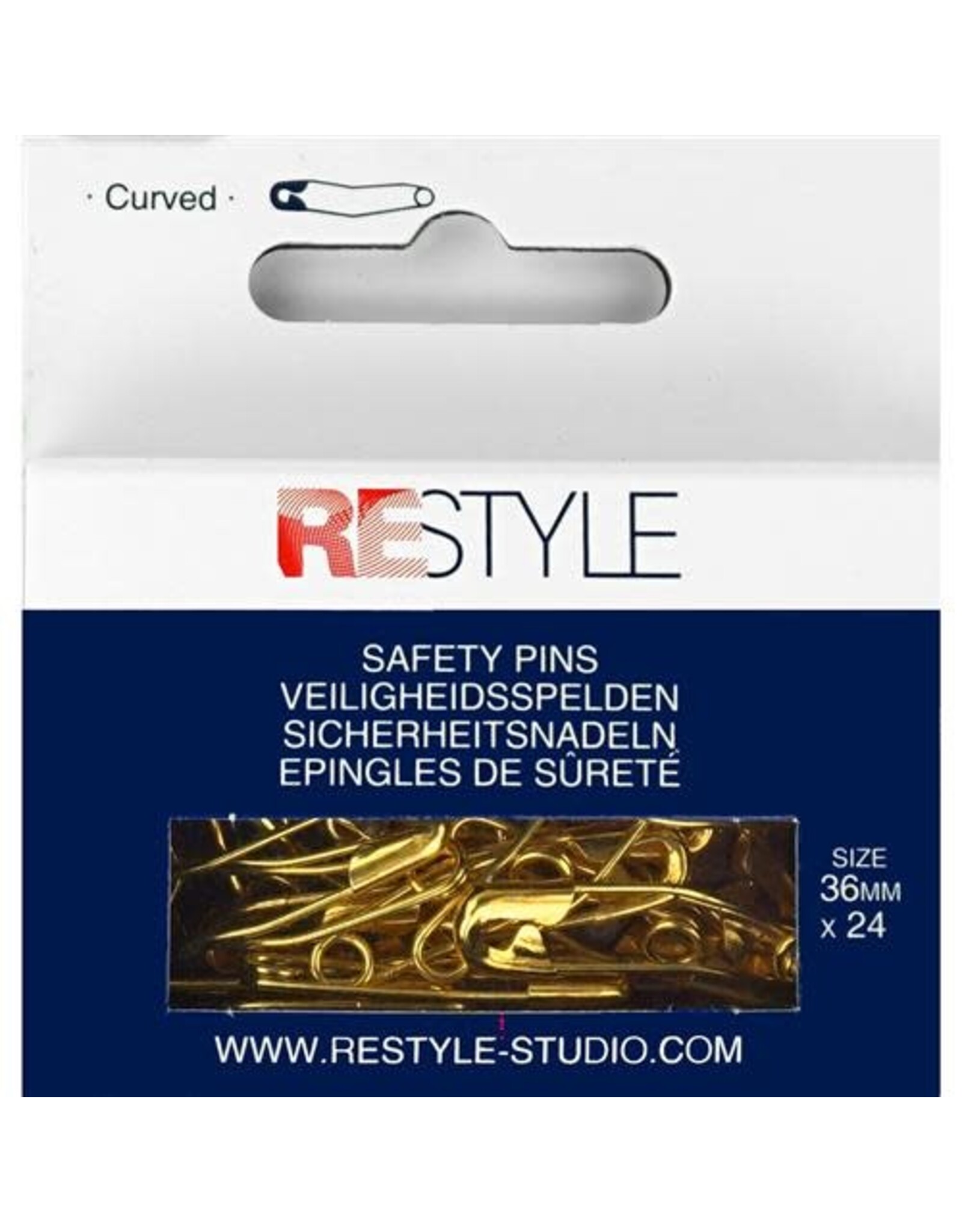 Restyle Safety Pins - curved - 27 mm - Basting Pins - 36 pieces