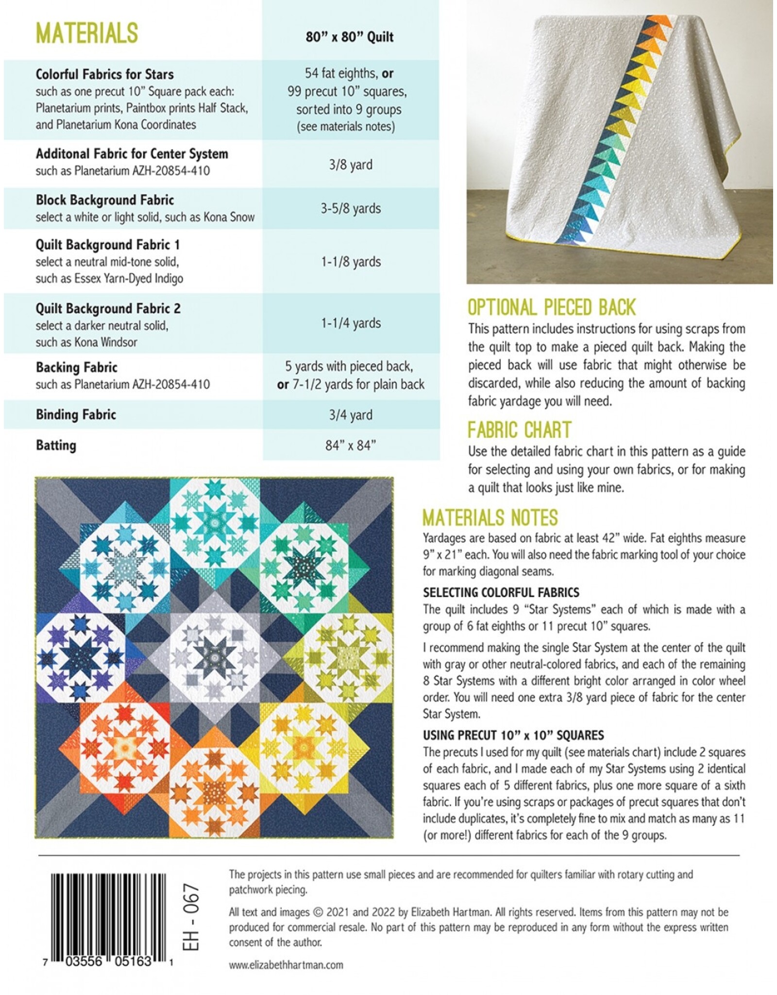 Elizabeth Hartman Elizabeth Hartman quilt patroon - Star Systems - EH-067