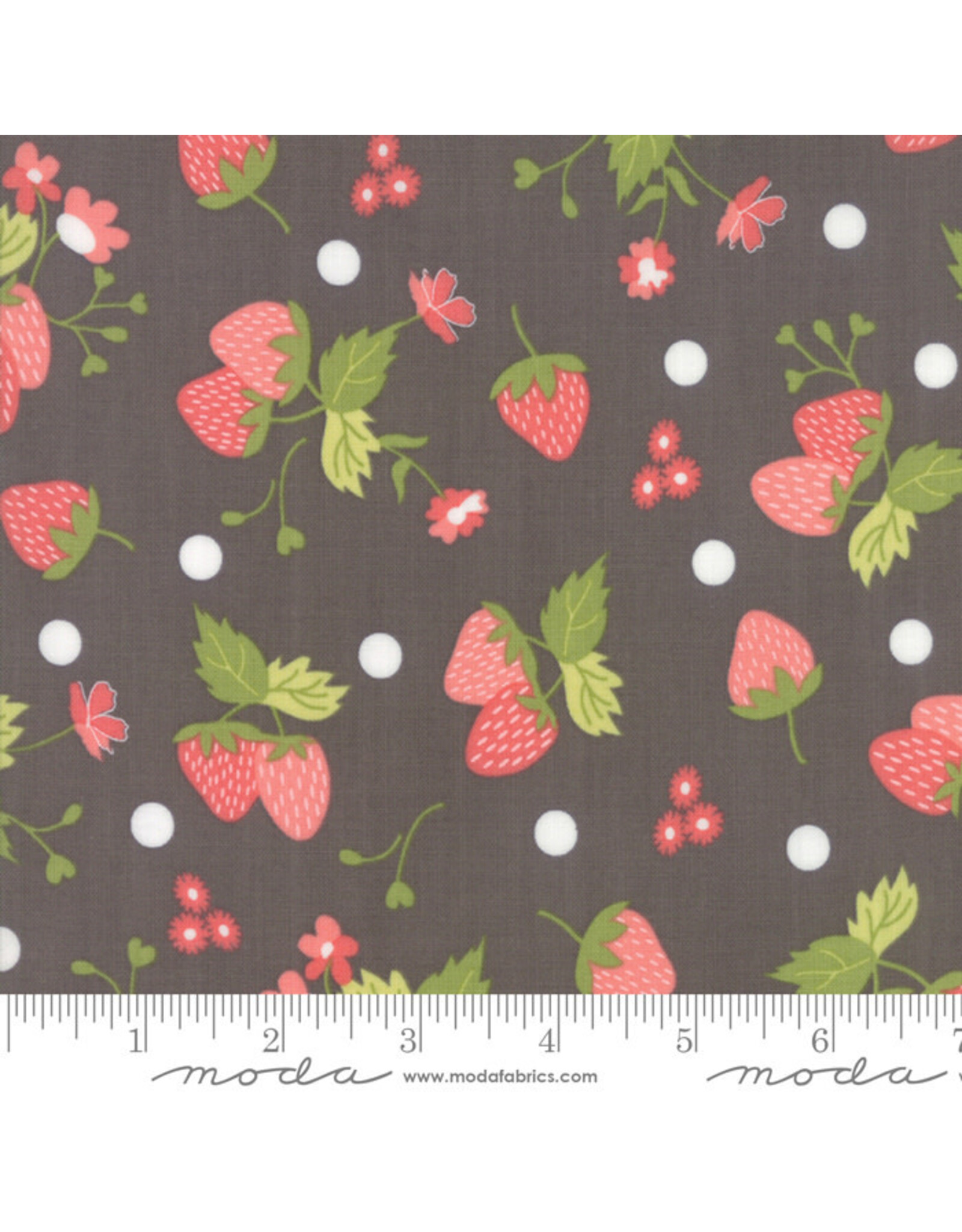 Moda Strawberry Jam - Floral Strawberry Polka Dot Grey coupon (± 80 x 110 cm)