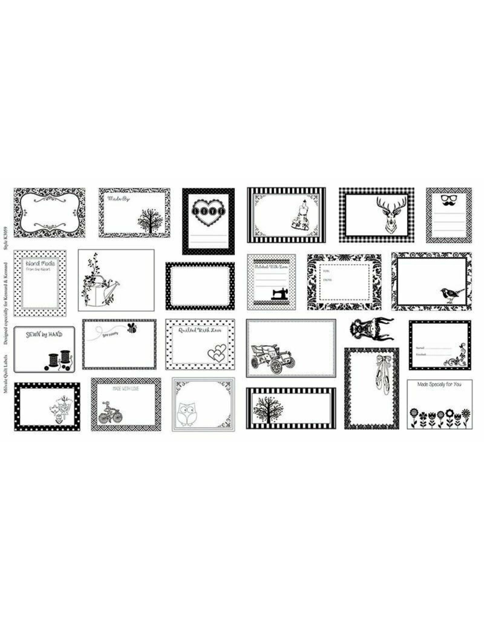 Diversen Quilt Labels - Black & White panel