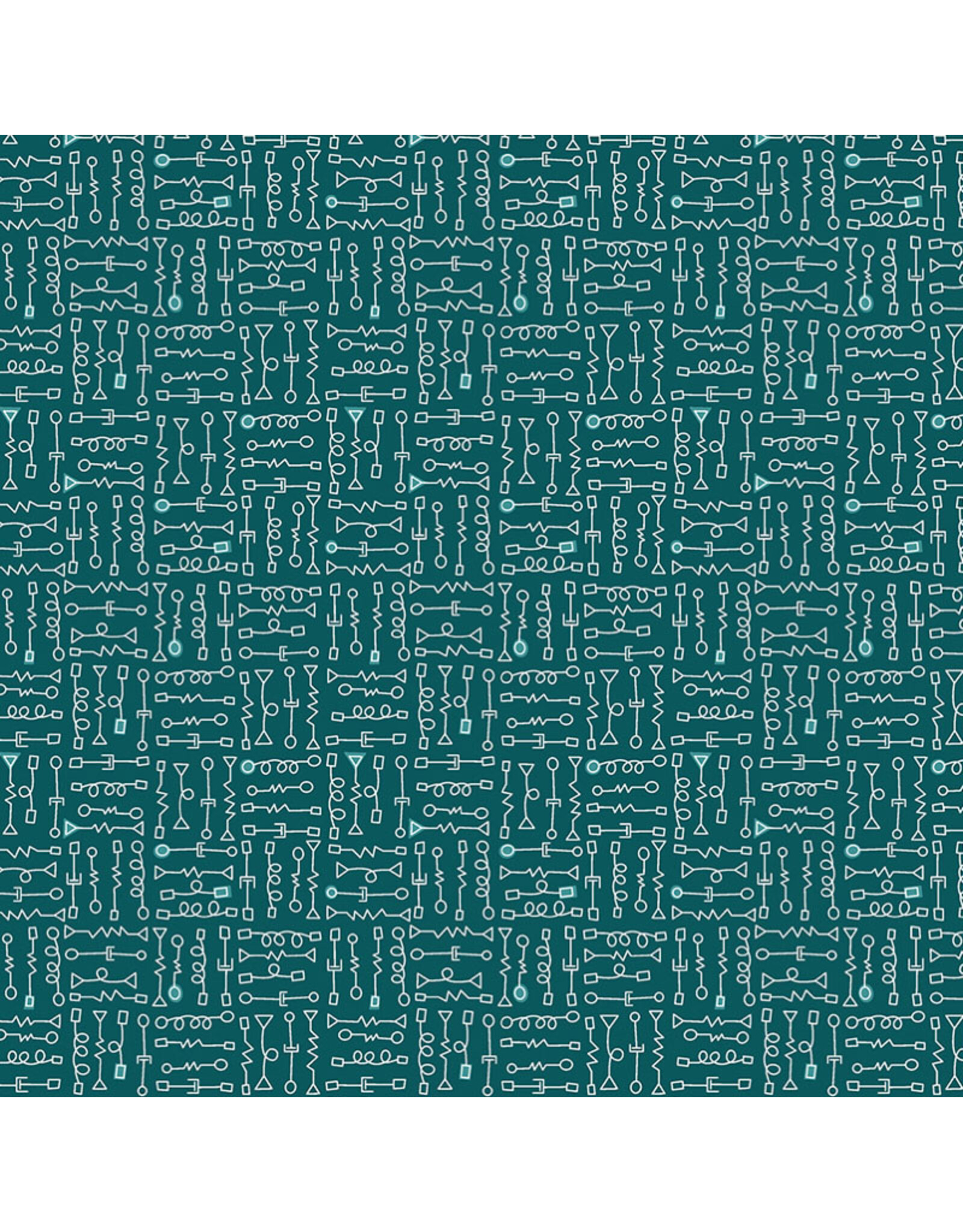 Benartex Contempo Studio Sugaridoo - Robo Boogie - Parts - Teal - 16200-85