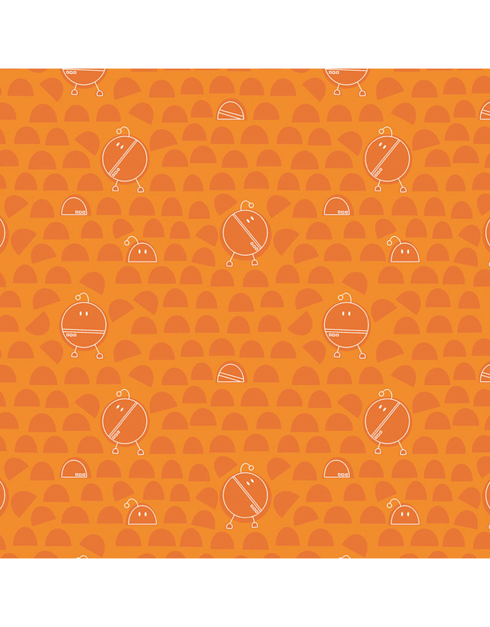 Benartex Contempo Studio Sugaridoo - Robo Boogie - Round - Tangerine - 16202-37