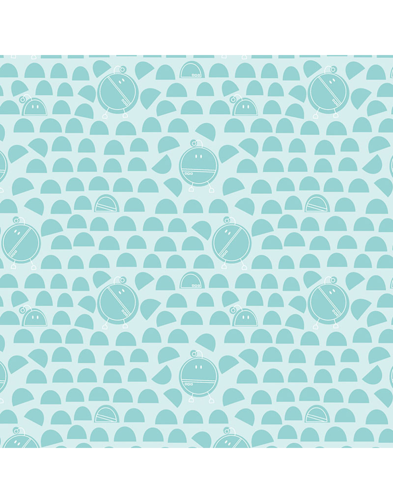 Benartex Contempo Studio Sugaridoo - Robo Boogie - Round - Light Turquoise - 16202-82