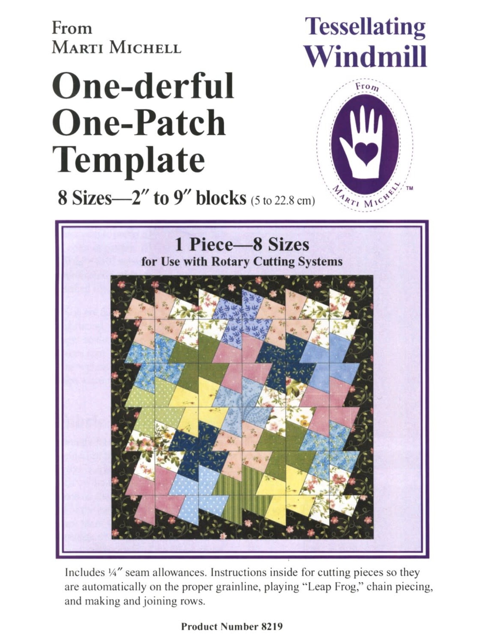 Marti Michell One-derful One-Patch Templates - Tessellating Windmill - 8219