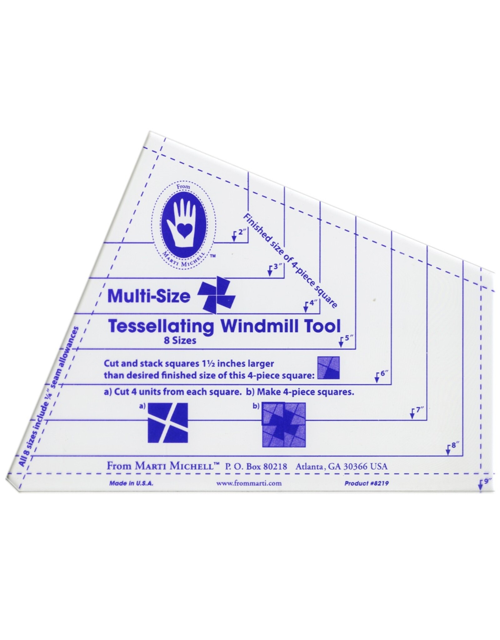 Marti Michell One-derful One-Patch Templates - Tessellating Windmill - 8219