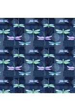 Blank Quilting Elsie Ess - Gypsy Flutter - Dragonfly Stripe Dark Blue - 3049-77