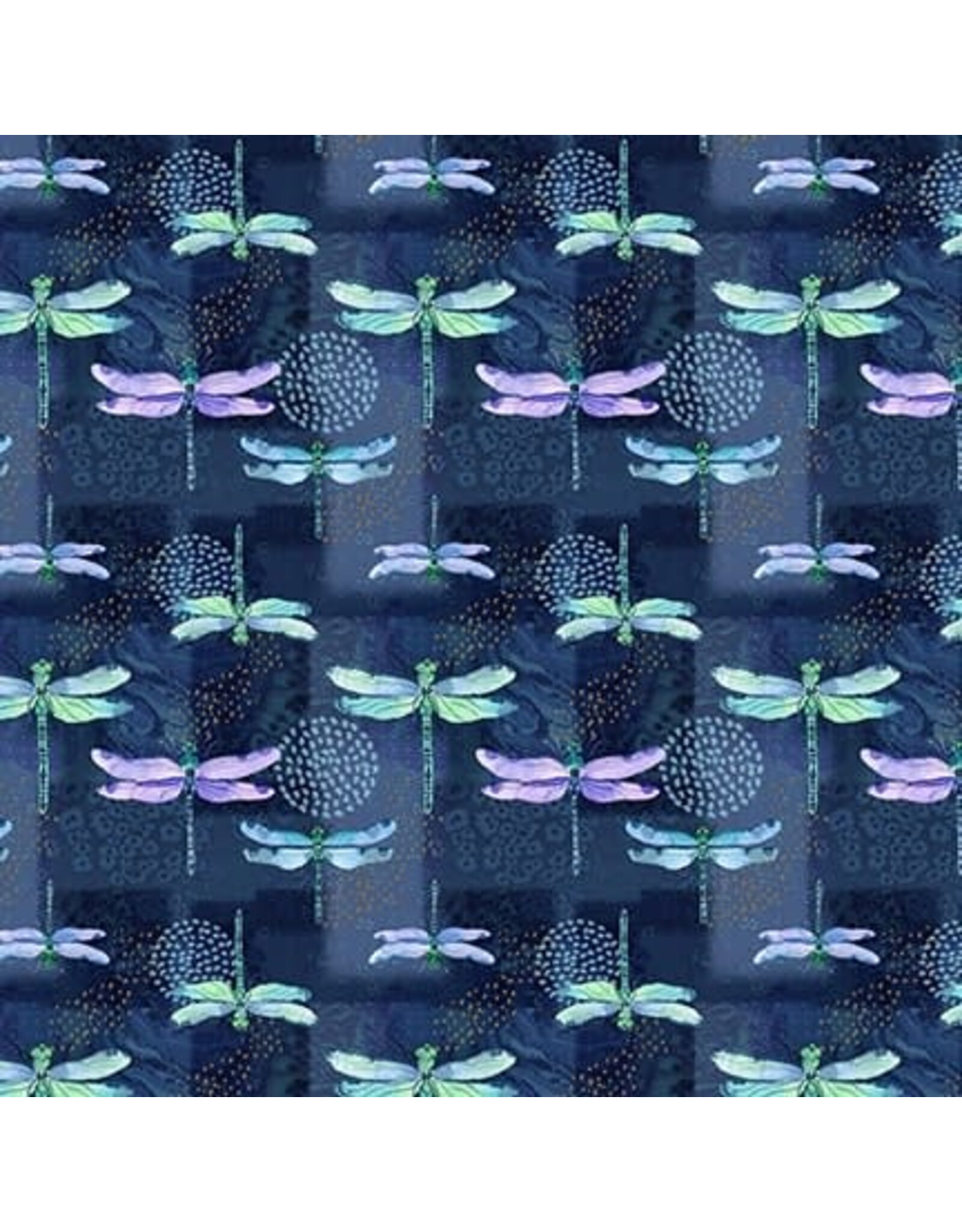 Blank Quilting Elsie Ess - Gypsy Flutter - Dragonfly Stripe Dark Blue - 3049-77