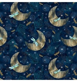 Blank Quilting Gypsy Flutter - Dragonfly Moon Dark Blue