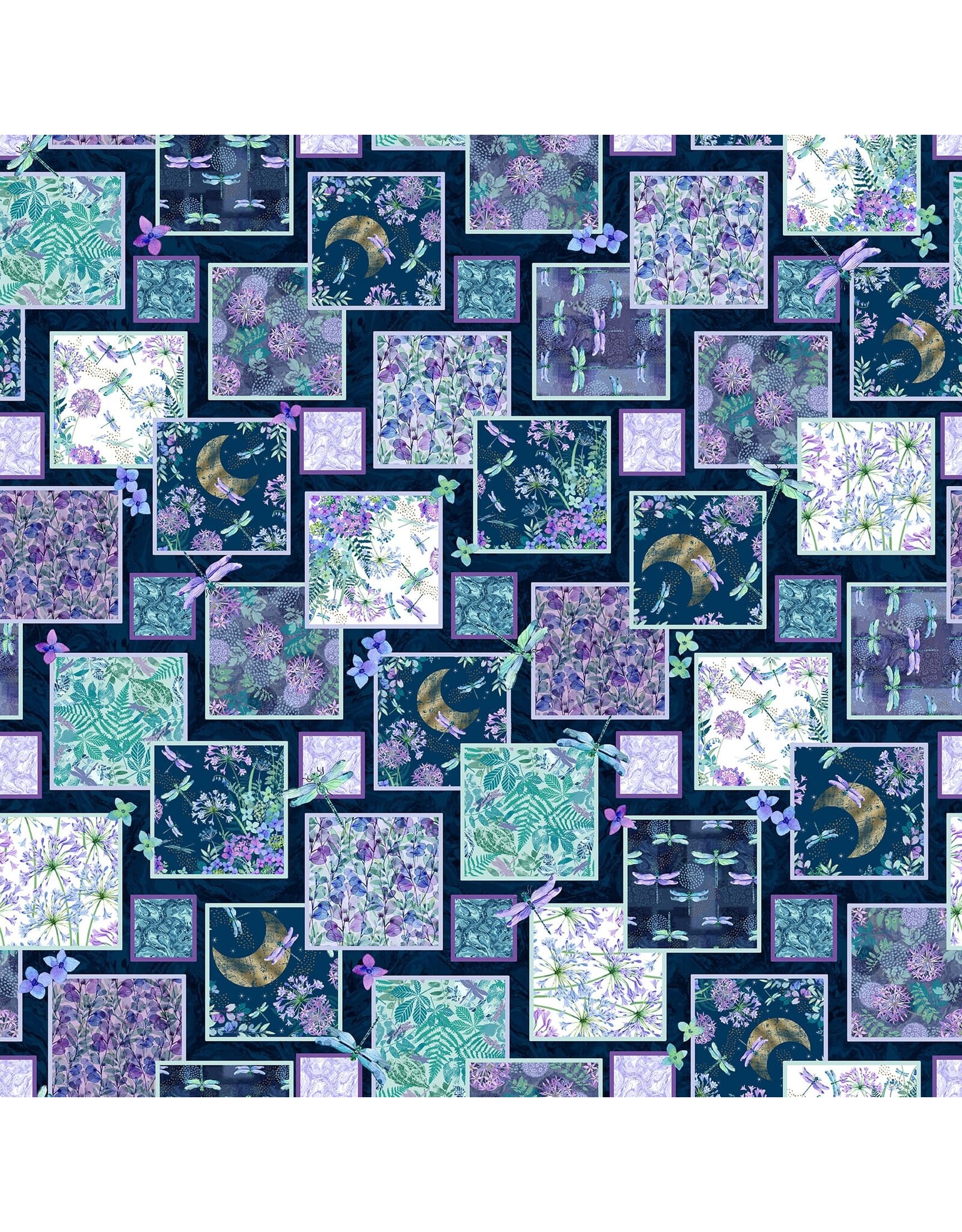 Blank Quilting Elsie Ess - Gypsy Flutter - Patchwork Dark Blue - 3057-77