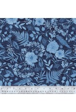 Windham Botanical Blues - Flower Press Navy coupon (± 26 x 110 cm)