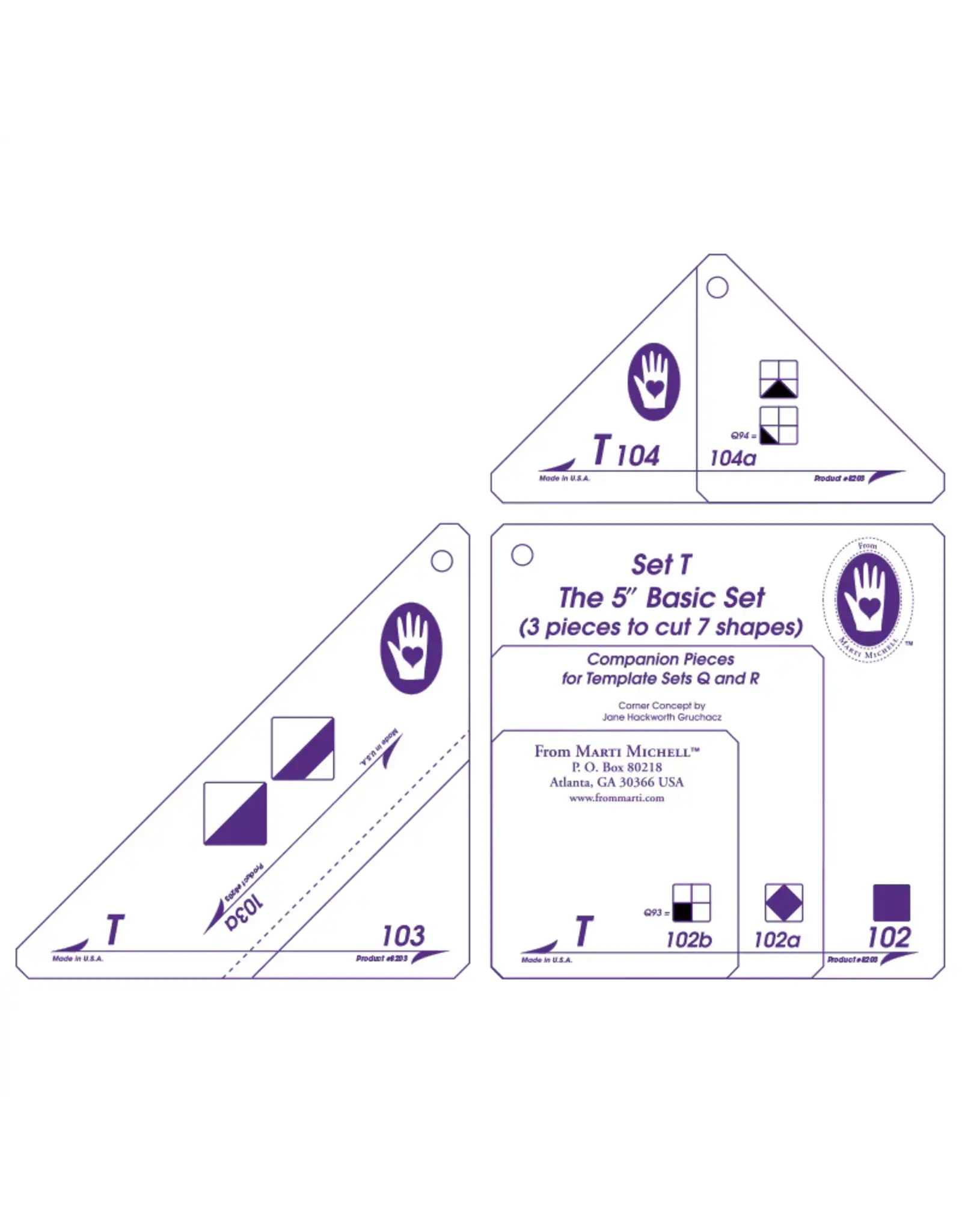 Marti Michell Marti Michell - Set T - 5 inch Basic Shapes - Perfect Patchwork Templates