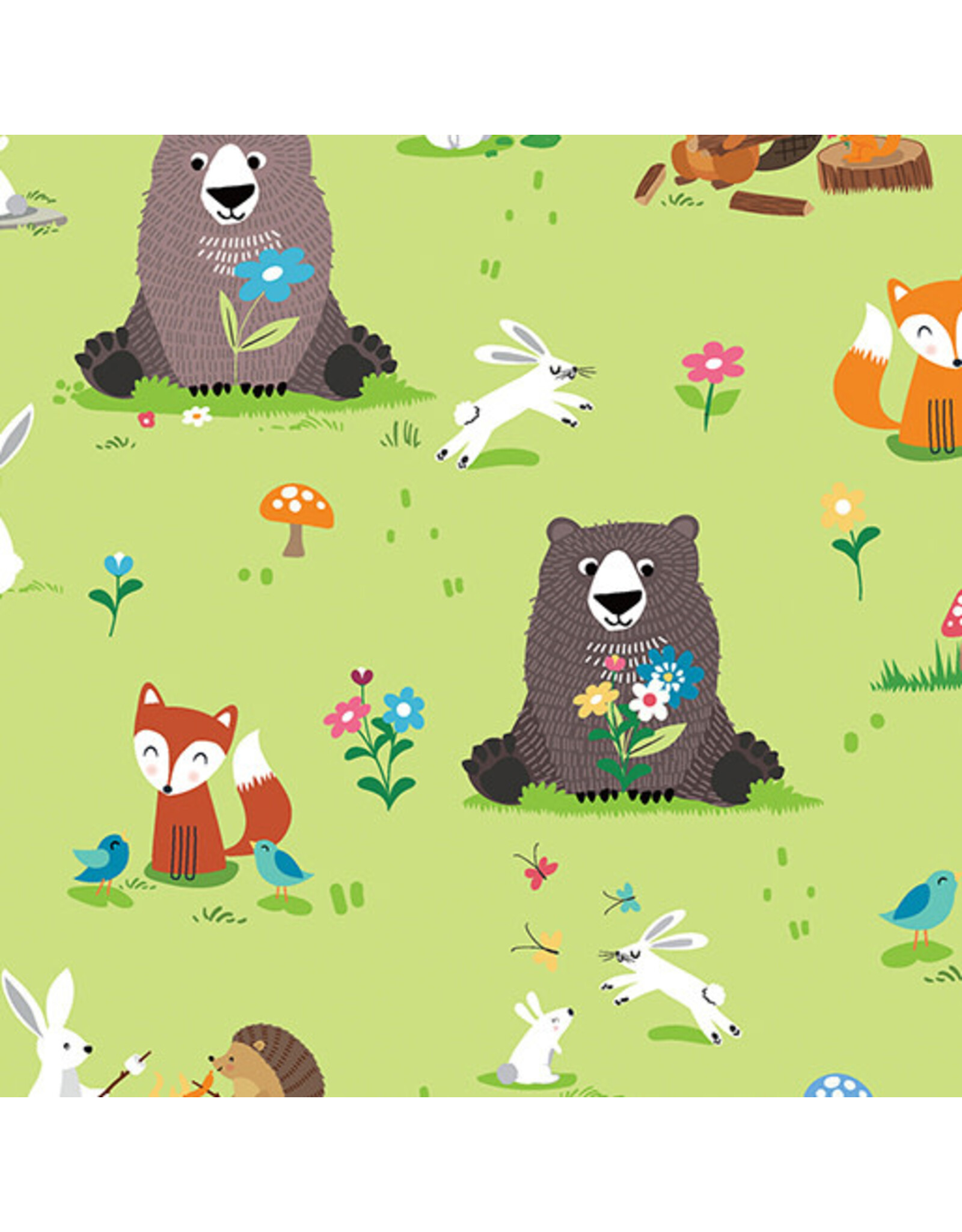 Kanvas Studio Benartex - Kanvas Studio - Happy Camper - Woodland Pals Green - 12848-44