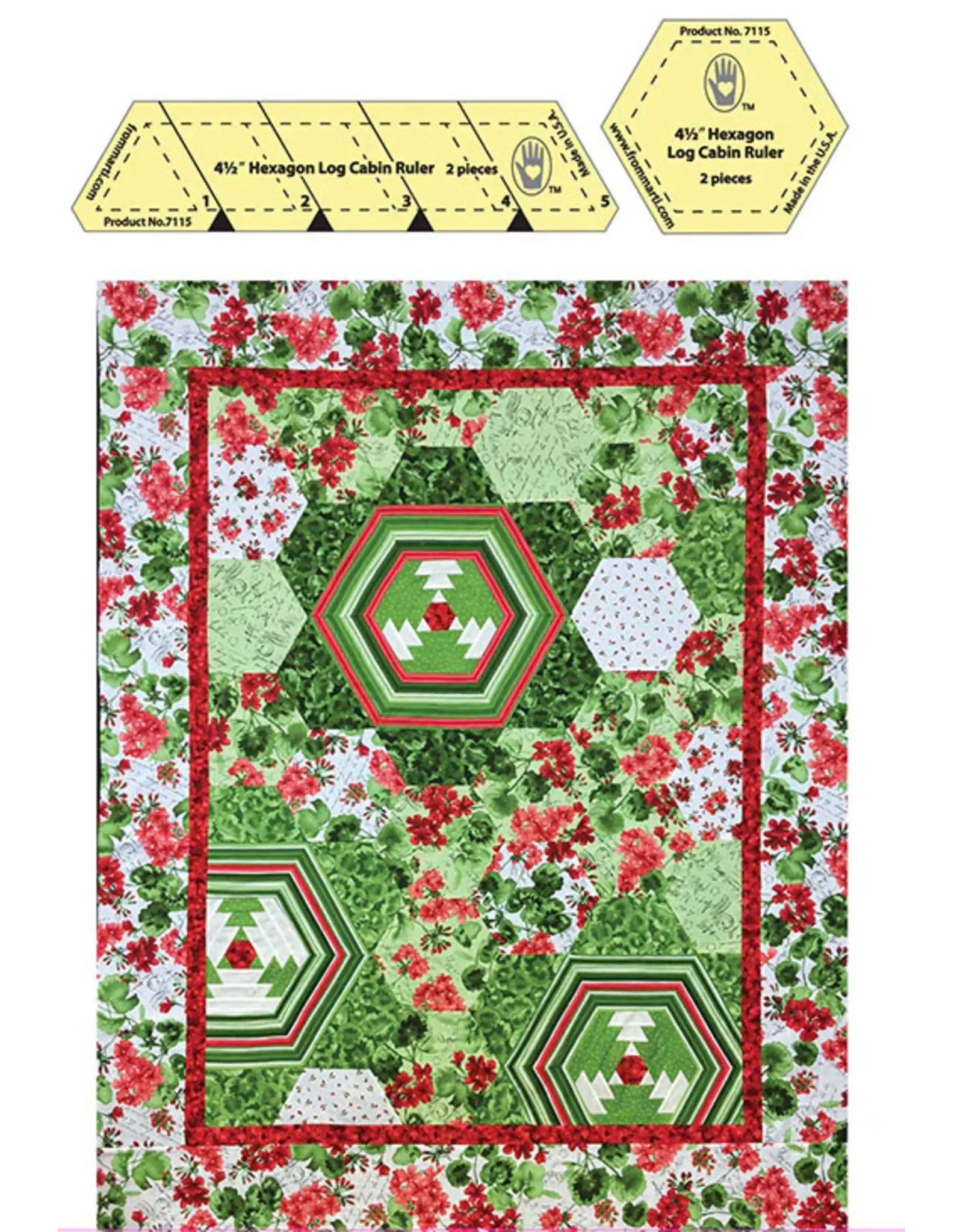 Marti Michell Marti Michell - Hexagon Log Cabin - Template Set - 7115