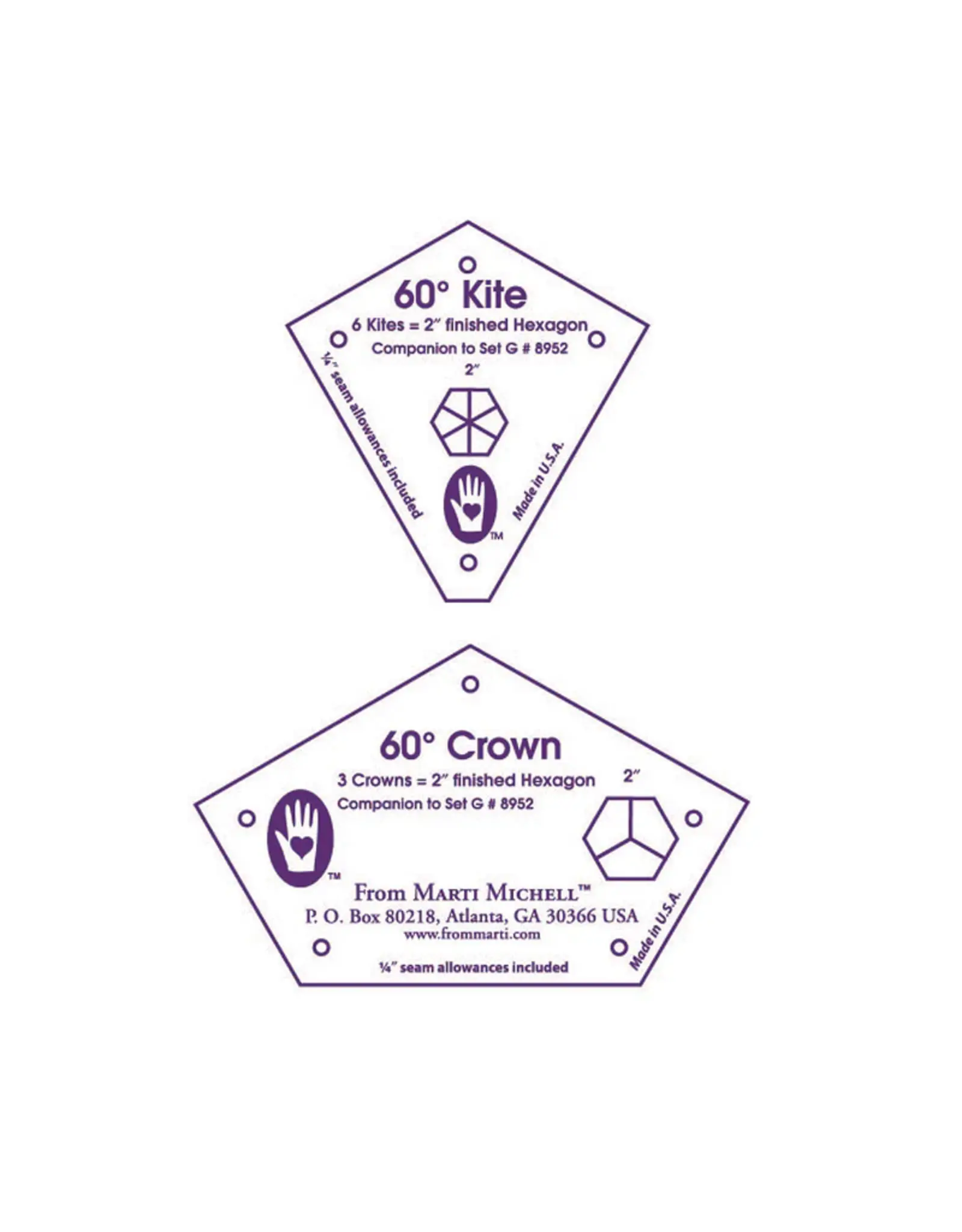 Marti Michell Marti Michell - Kite and Crown Templates - 2 inch - 8287