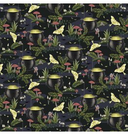 Studio E Fabrics Hallowed Forest - Cauldrons Scenic Black