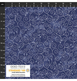 Stof Fabrics We Love Christmas - Swirl Blue / Silver