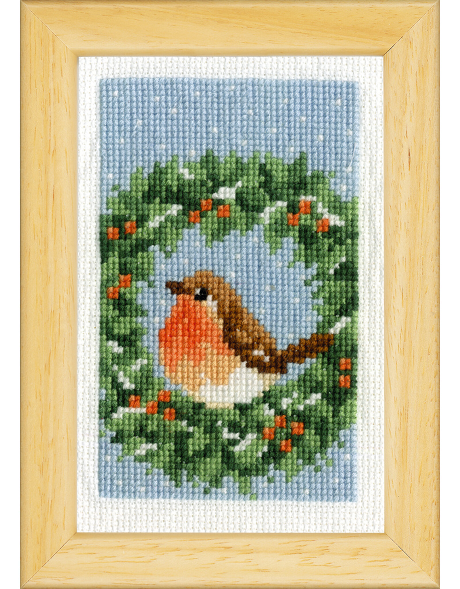 Vervaco Vervaco - Mini Embroidery Kit - Robins in Winter - PN-0187471