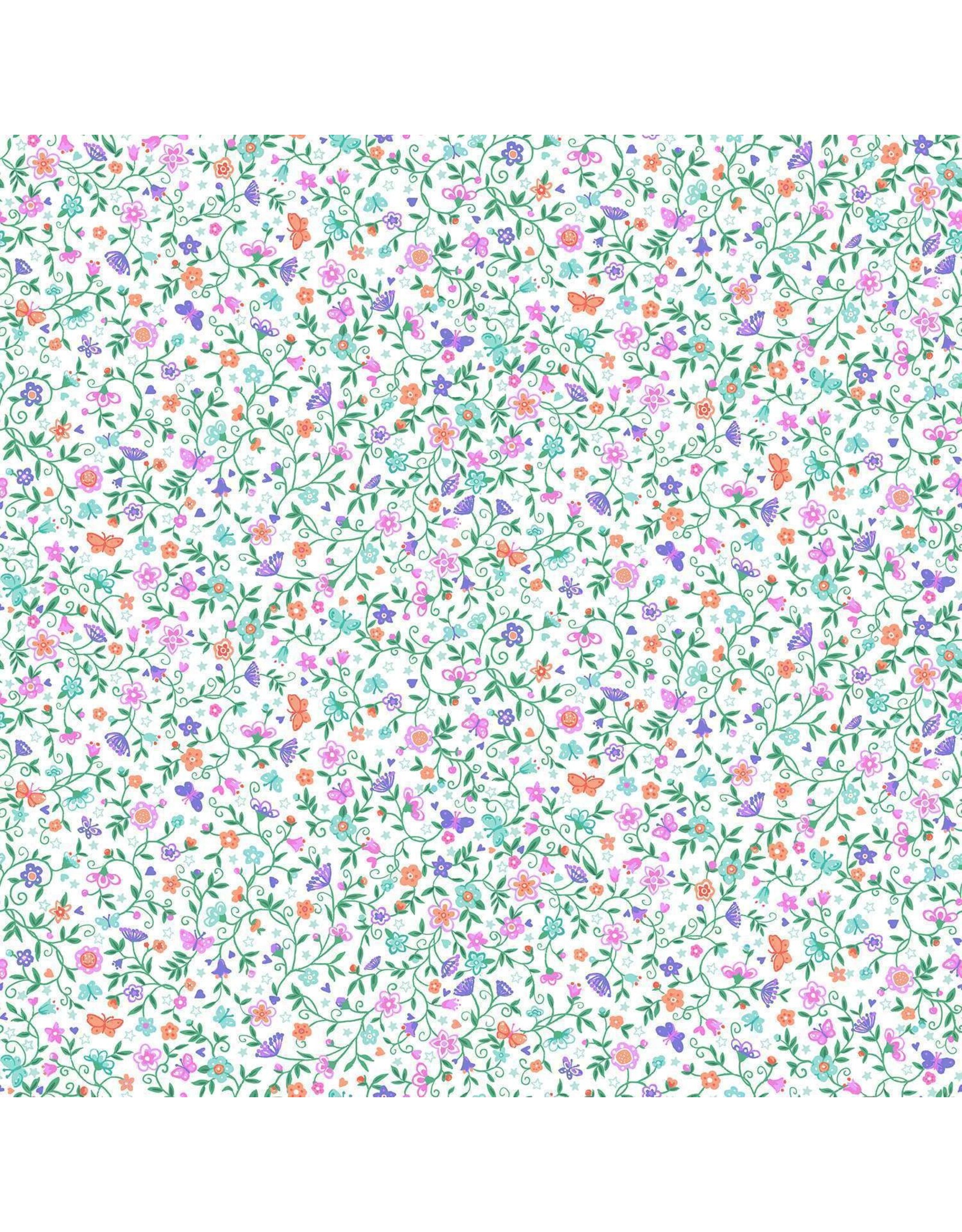 Makower UK Makower UK - Fairy Dust - Flower Trail White - 052-W