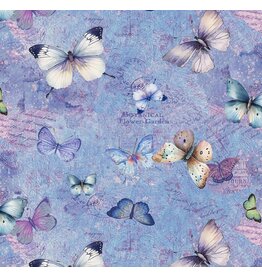 Timeless Treasures Butterfly Dreams - Pretty Butterflies & Text Blue