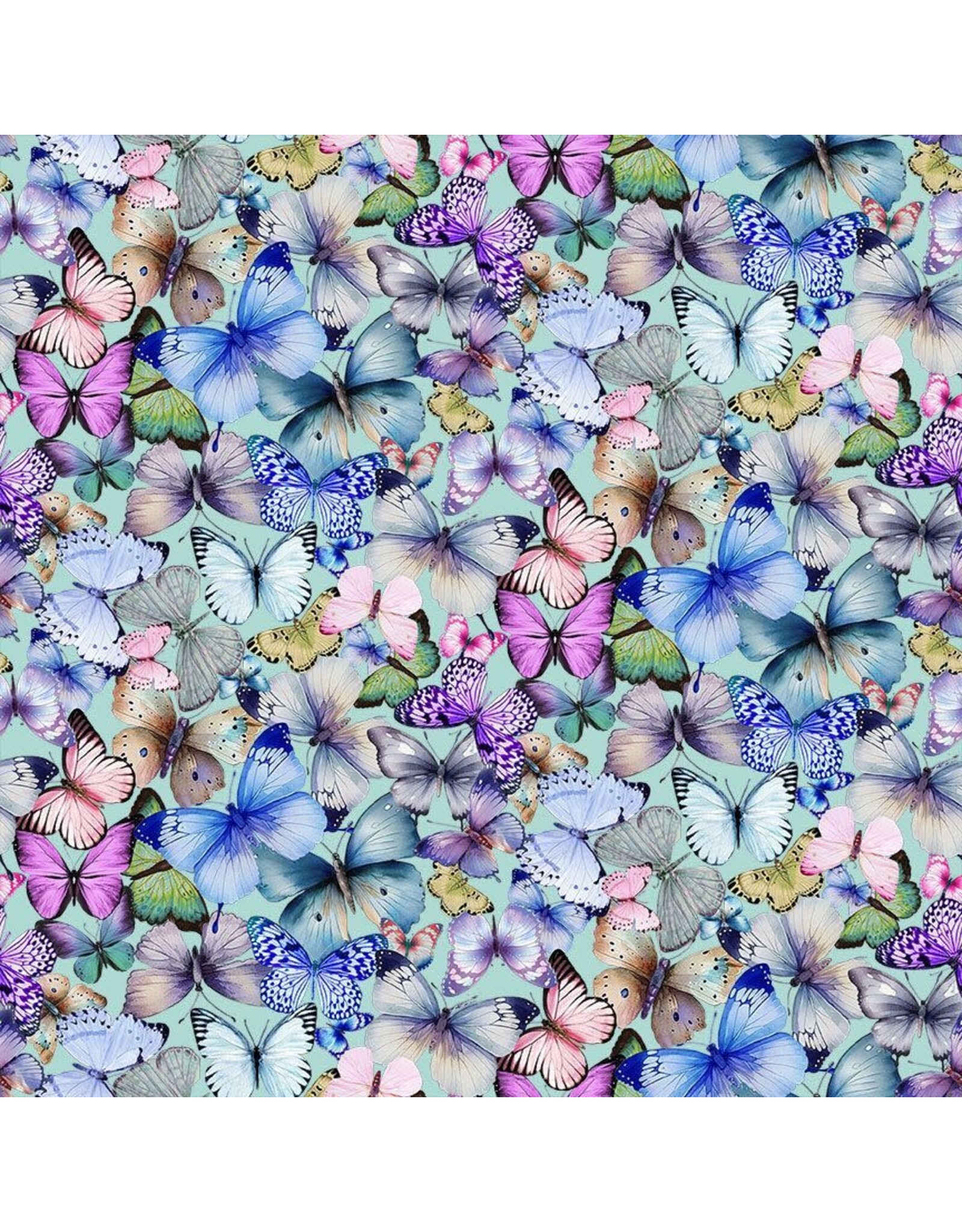 Timeless Treasures Butterfly Dreams - Tossed Pretty Butterflies Aqua