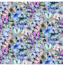 Timeless Treasures Butterfly Dreams - Tossed Pretty Butterflies Aqua